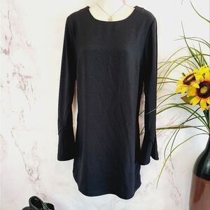 Naked Zebra black long sleeve fluted sleeve dress